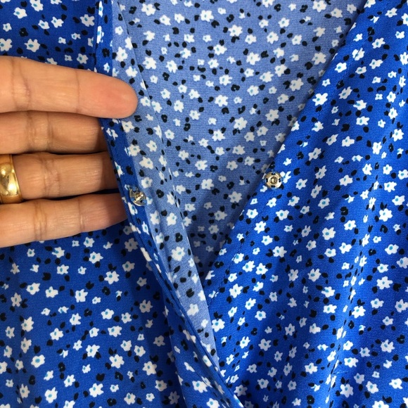 PRETTYGARDEN Floral Boho Short Sleeve V Neck Ruffle A-Line Wrap Maxi Dress M - Picture 3 of 15